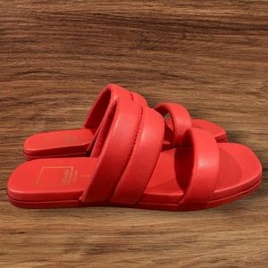 DOLCE VITA Sheila Orange Leather Slip On Strappy Open Toe Sandals, Size 6.5.